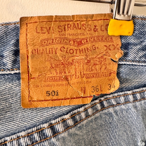 Levis 501xx 36 x 34 Button Fly Made in Mexico Mens Jeans WPL 423 Blue Fade VTG - Picture 4 of 9